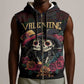 Personalised Sugar Skull Couple Valentine Sleeveless Zip Hoodie Roses Romantic Love - African Pride