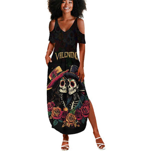 Personalised Sugar Skull Couple Valentine Summer Maxi Dress Roses Romantic Love