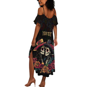 Personalised Sugar Skull Couple Valentine Summer Maxi Dress Roses Romantic Love