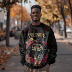 Personalised Sugar Skull Couple Valentine Sweatshirt Roses Romantic Love