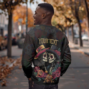 Personalised Sugar Skull Couple Valentine Sweatshirt Roses Romantic Love