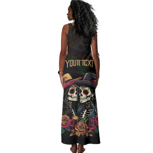 Personalised Sugar Skull Couple Valentine Tank Maxi Dress Roses Romantic Love