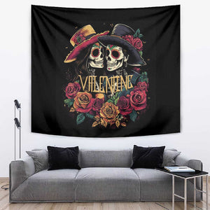 Sugar Skull Couple Valentine Tapestry Roses Romantic Love