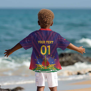 Custom Afro Haiti Football Kid Hawaiian Shirt Come On Les Grenadiers