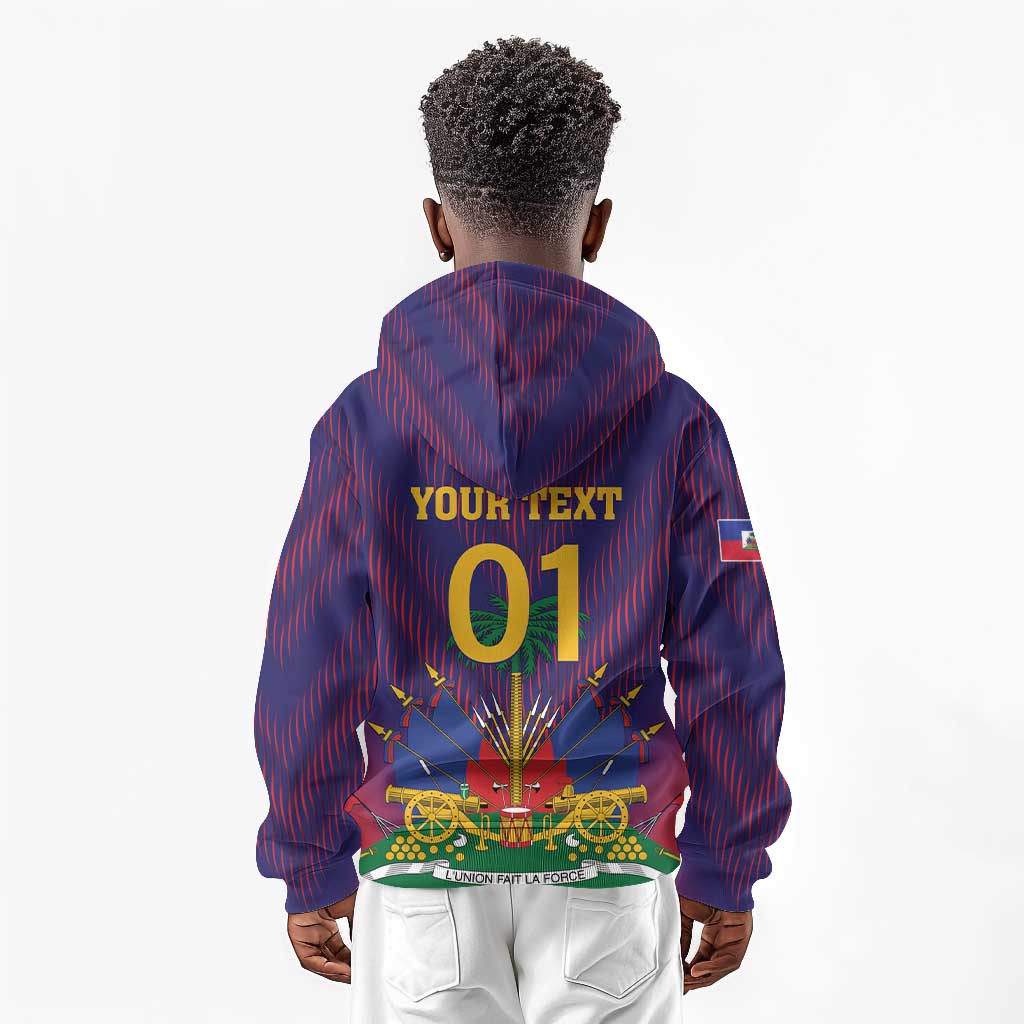 Custom Afro Haiti Football Kid Hoodie Come On Les Grenadiers