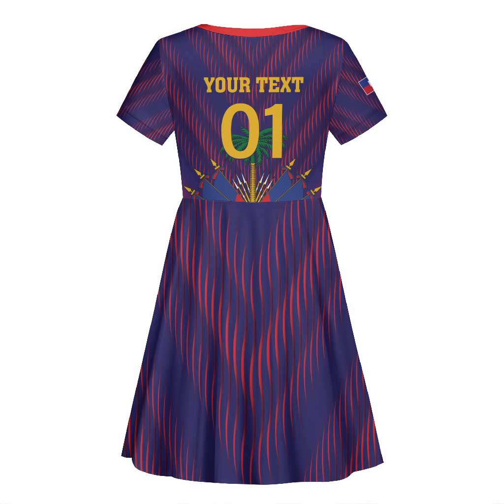 Custom Afro Haiti Football Kid Short Sleeve Dress Come On Les Grenadiers