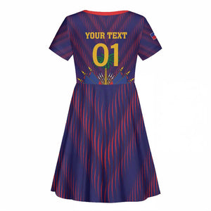 Custom Afro Haiti Football Kid Short Sleeve Dress Come On Les Grenadiers
