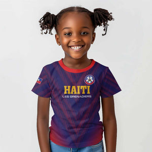Custom Afro Haiti Football Kid T shirt Come On Les Grenadiers