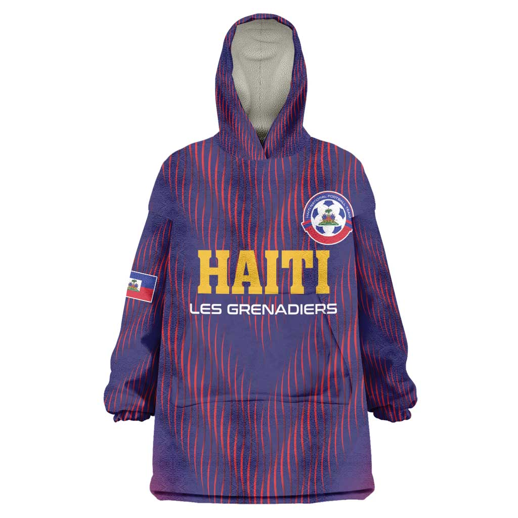 Custom Afro Haiti Football Kid Wearable Blanket Hoodie Come On Les Grenadiers