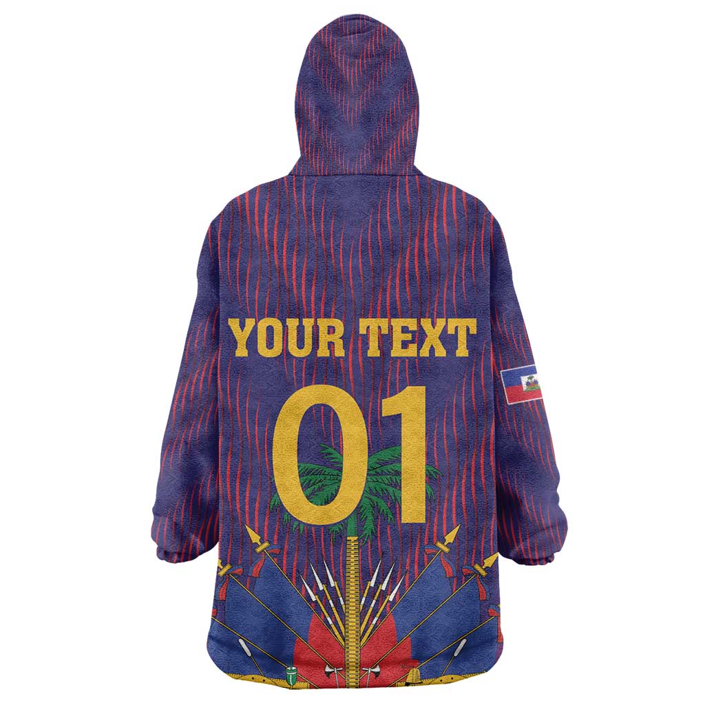 Custom Afro Haiti Football Kid Wearable Blanket Hoodie Come On Les Grenadiers