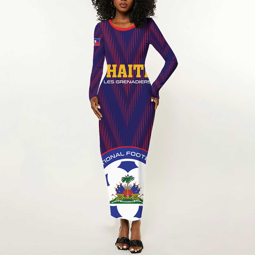 Custom Afro Haiti Football Long Sleeve Bodycon Dress Come On Les Grenadiers