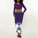 Custom Afro Haiti Football Long Sleeve Bodycon Dress Come On Les Grenadiers