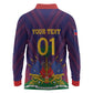 Custom Afro Haiti Football Long Sleeve Polo Shirt Come On Les Grenadiers