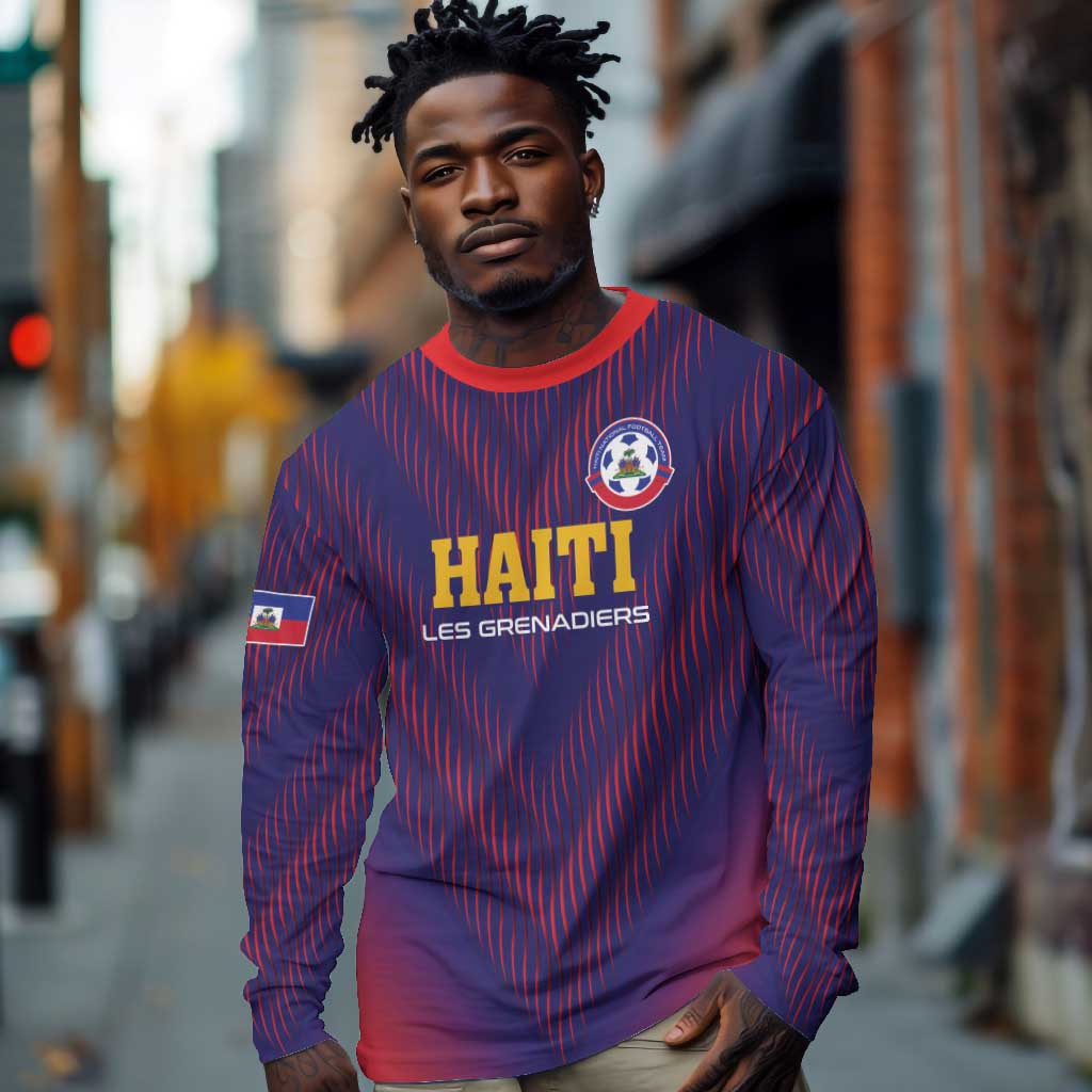 Custom Afro Haiti Football Long Sleeve Shirt Come On Les Grenadiers