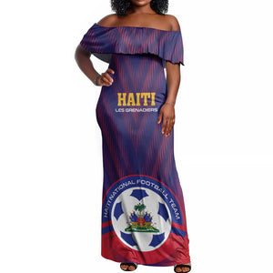 Custom Afro Haiti Football Off Shoulder Maxi Dress Come On Les Grenadiers