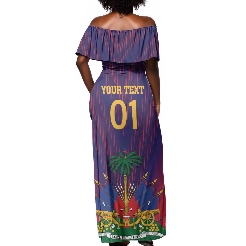 Custom Afro Haiti Football Off Shoulder Maxi Dress Come On Les Grenadiers