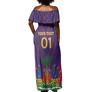 Custom Afro Haiti Football Off Shoulder Maxi Dress Come On Les Grenadiers