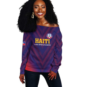Custom Afro Haiti Football Off Shoulder Sweater Come On Les Grenadiers
