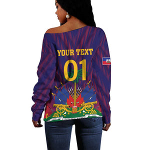Custom Afro Haiti Football Off Shoulder Sweater Come On Les Grenadiers