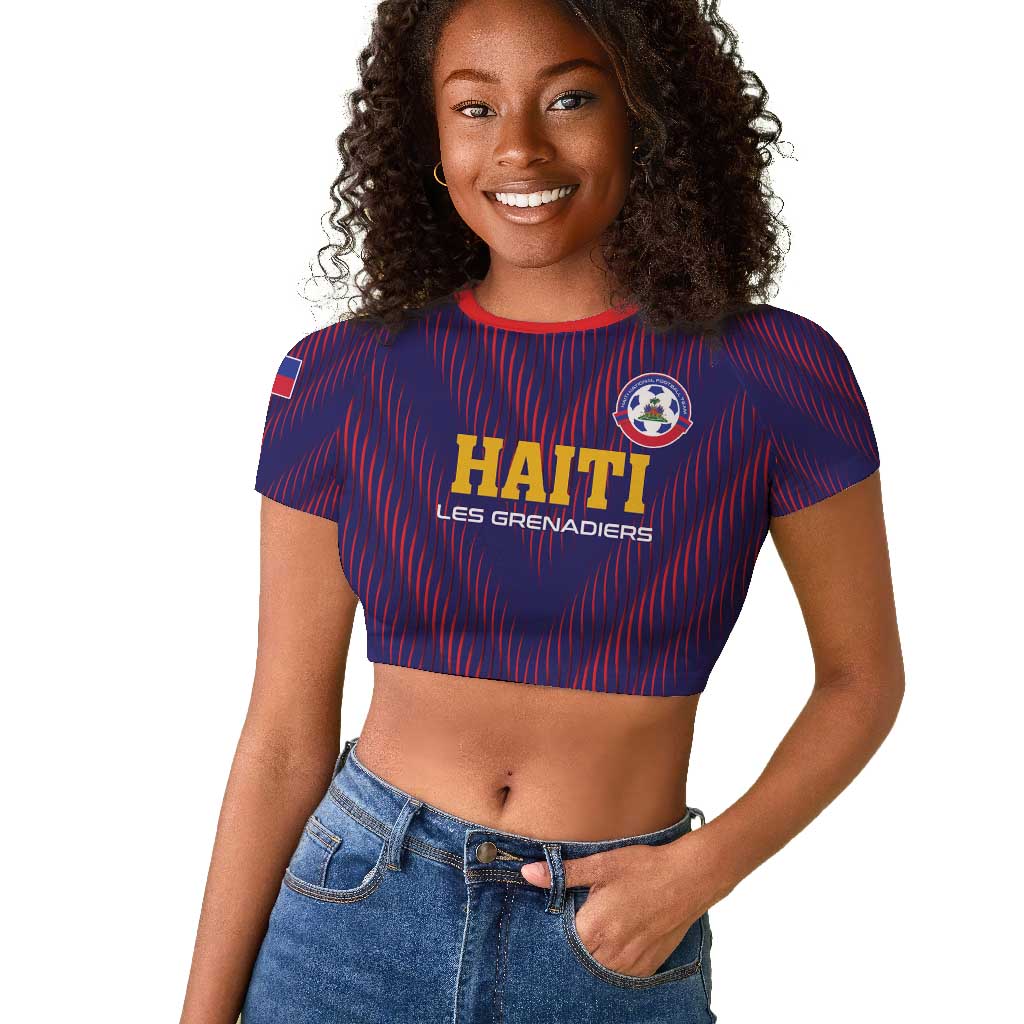 Custom Afro Haiti Football Raglan Cropped T shirt Come On Les Grenadiers