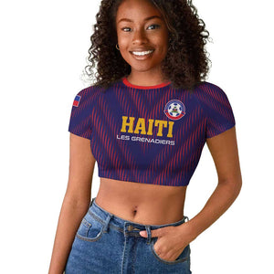 Custom Afro Haiti Football Raglan Cropped T shirt Come On Les Grenadiers