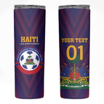 Custom Afro Haiti Football Skinny Tumbler Come On Les Grenadiers