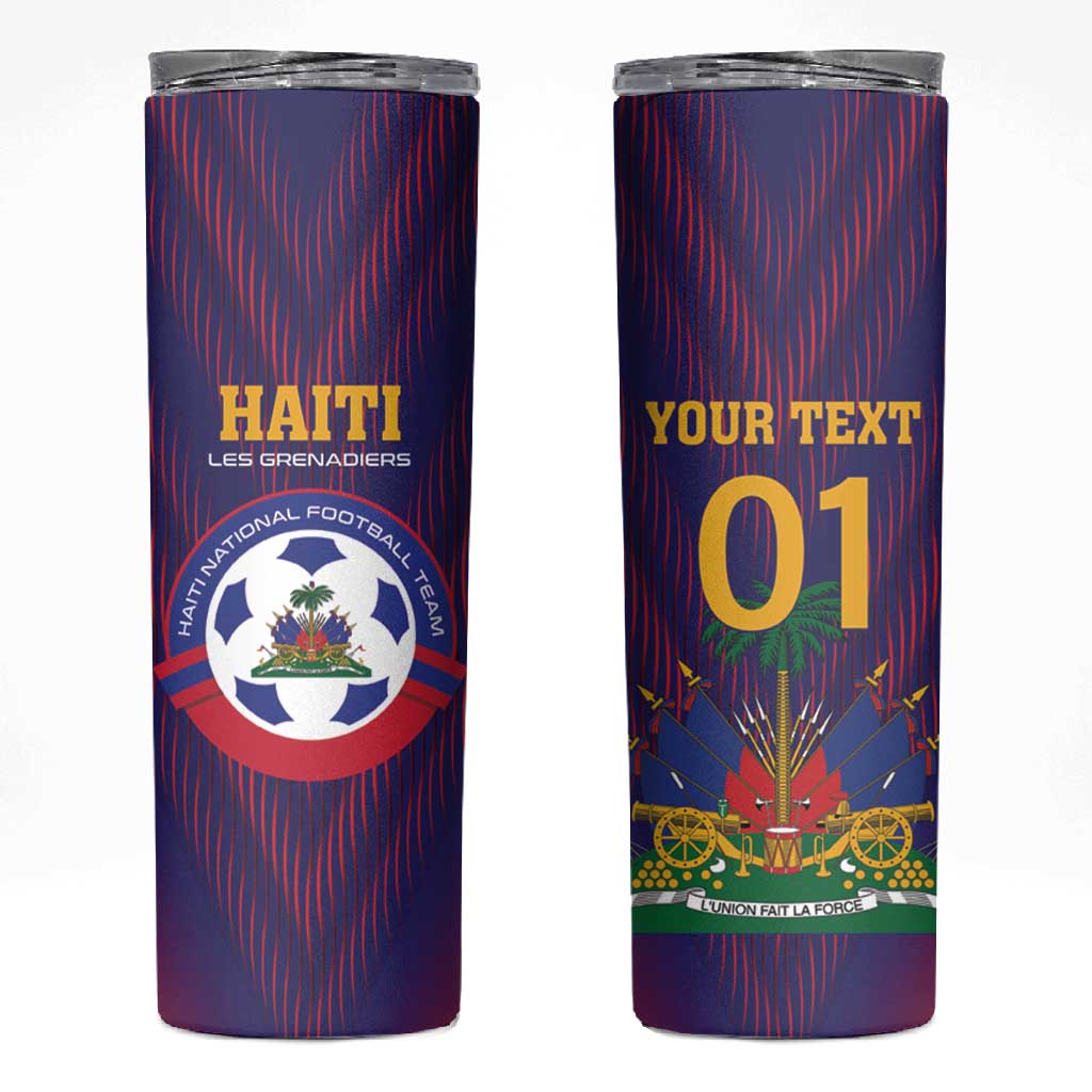 Custom Afro Haiti Football Skinny Tumbler Come On Les Grenadiers