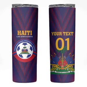 Custom Afro Haiti Football Skinny Tumbler Come On Les Grenadiers