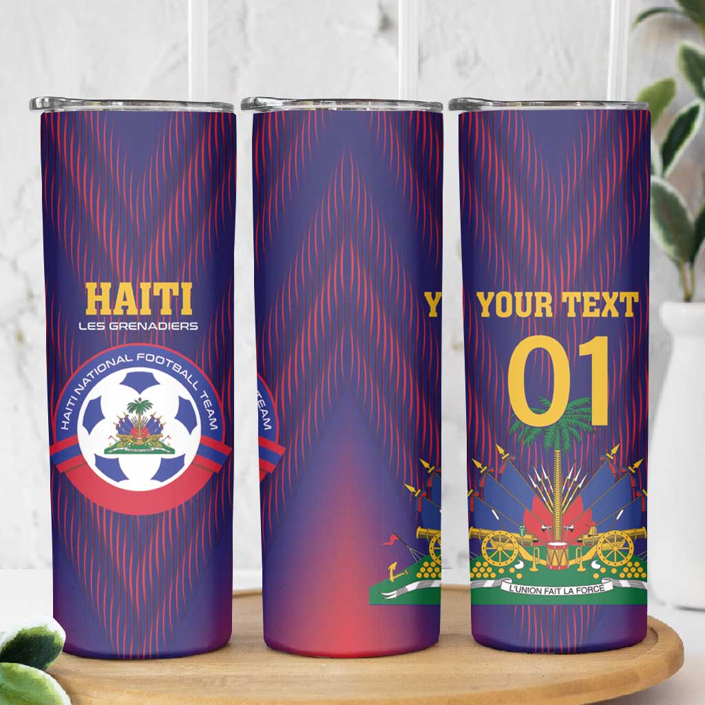 Custom Afro Haiti Football Skinny Tumbler Come On Les Grenadiers