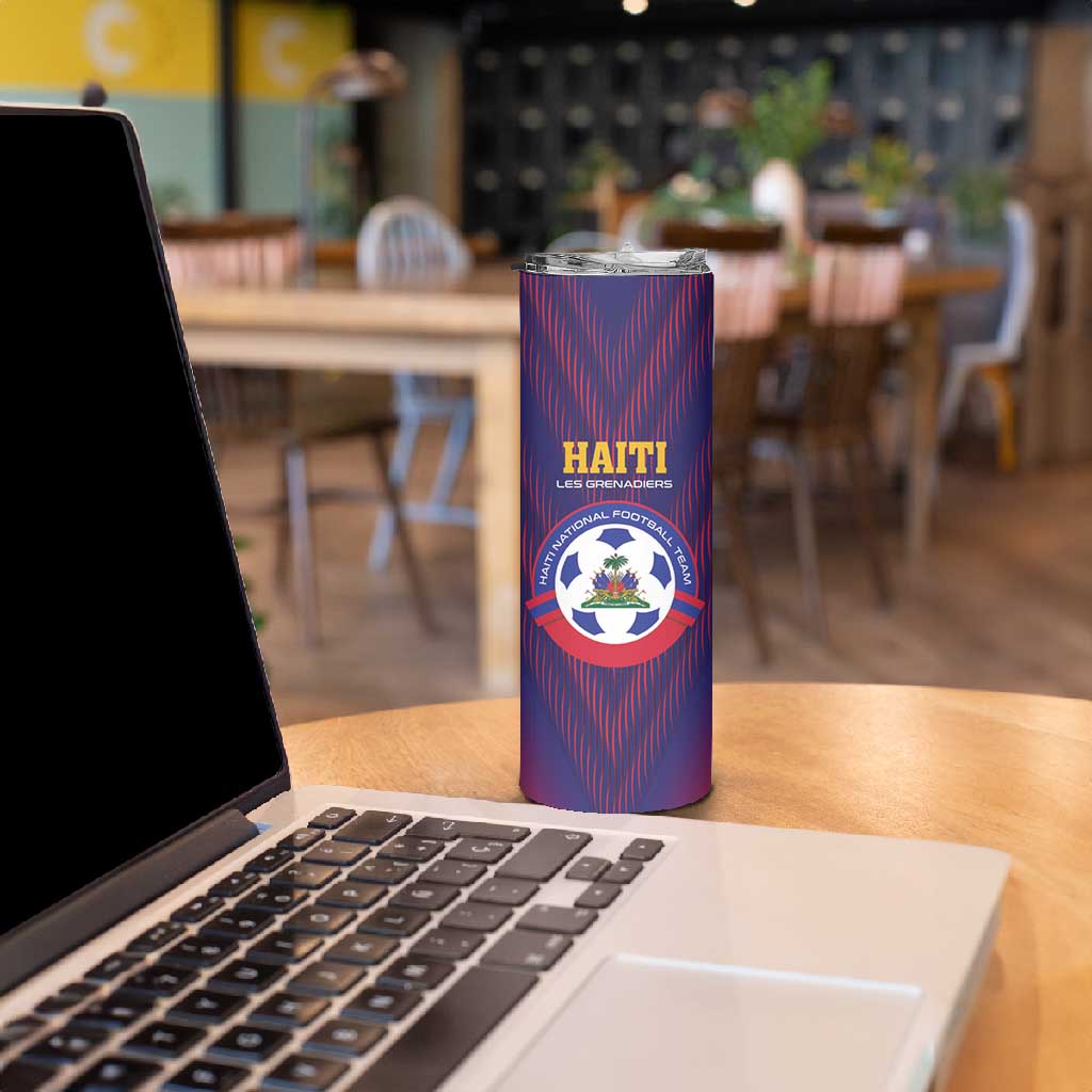 Custom Afro Haiti Football Skinny Tumbler Come On Les Grenadiers