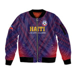 Custom Afro Haiti Football Sleeve Zip Bomber Jacket Come On Les Grenadiers