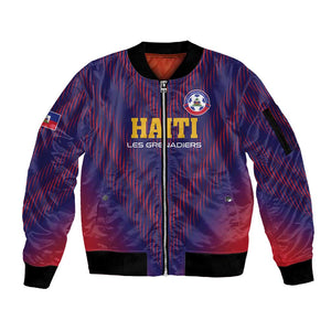 Custom Afro Haiti Football Sleeve Zip Bomber Jacket Come On Les Grenadiers