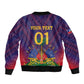 Custom Afro Haiti Football Sleeve Zip Bomber Jacket Come On Les Grenadiers