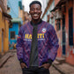 Custom Afro Haiti Football Sleeve Zip Bomber Jacket Come On Les Grenadiers