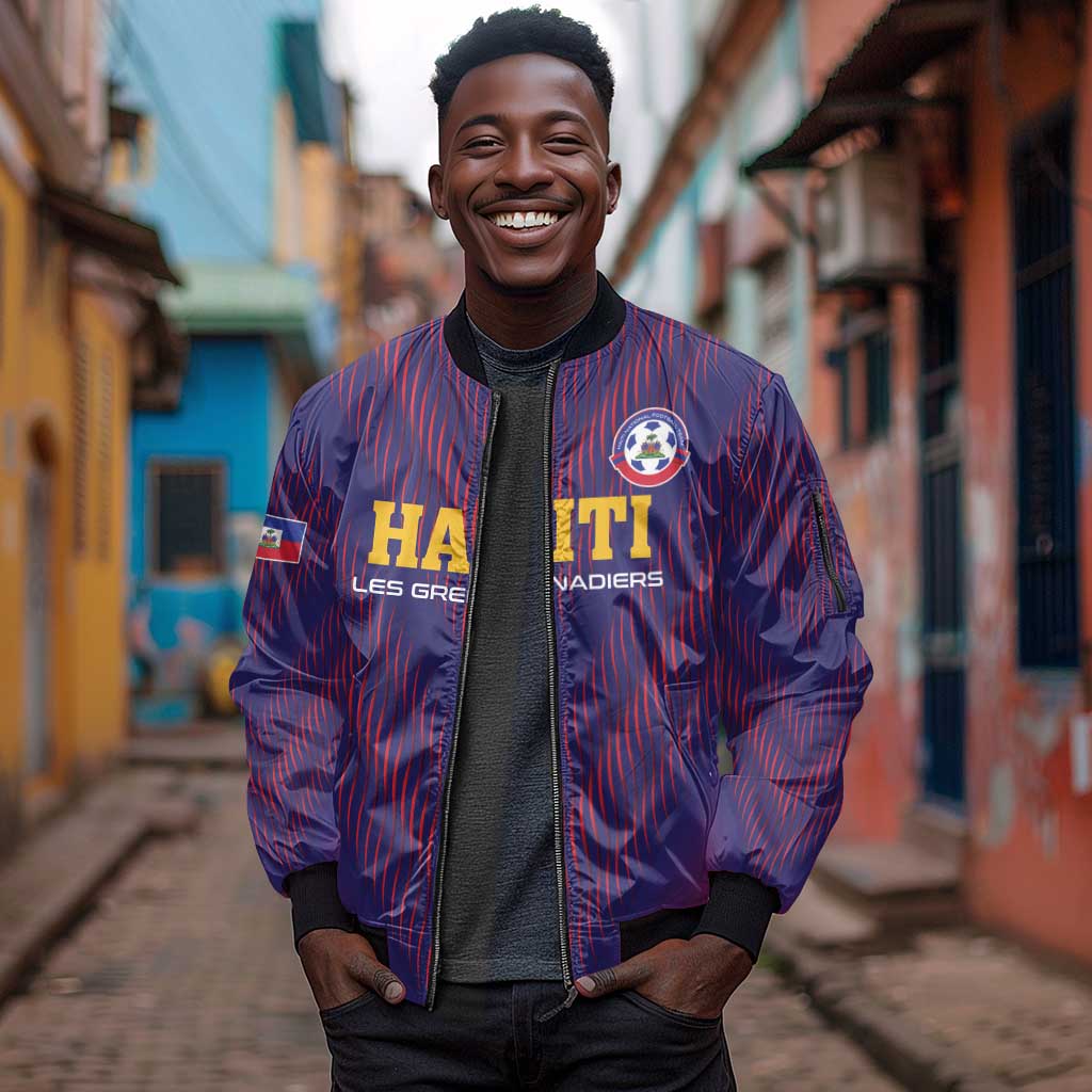 Custom Afro Haiti Football Sleeve Zip Bomber Jacket Come On Les Grenadiers