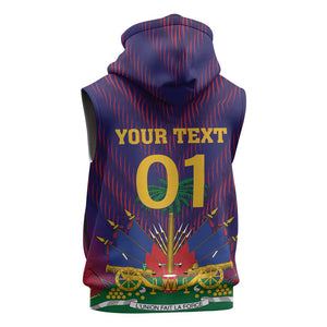 Custom Afro Haiti Football Sleeveless Hoodie Come On Les Grenadiers - African Pride