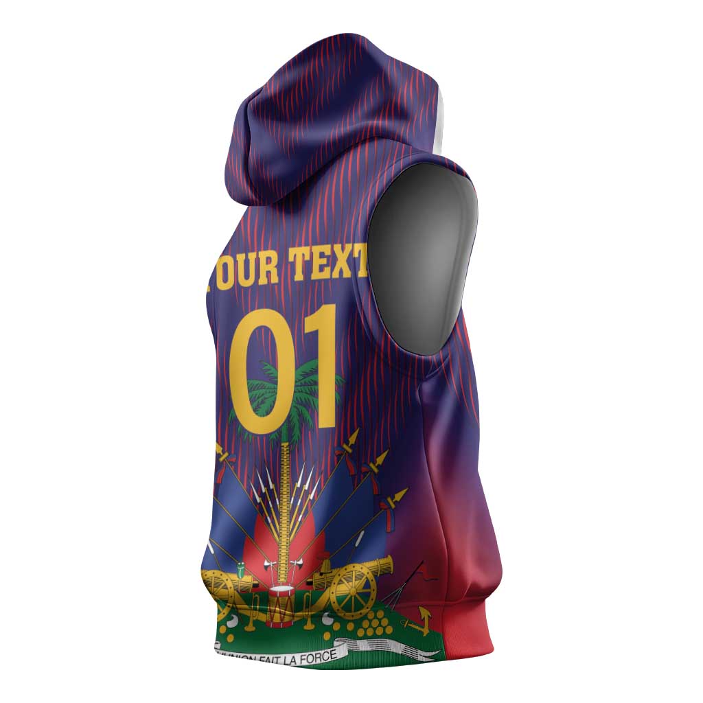 Custom Afro Haiti Football Sleeveless Hoodie Come On Les Grenadiers - African Pride