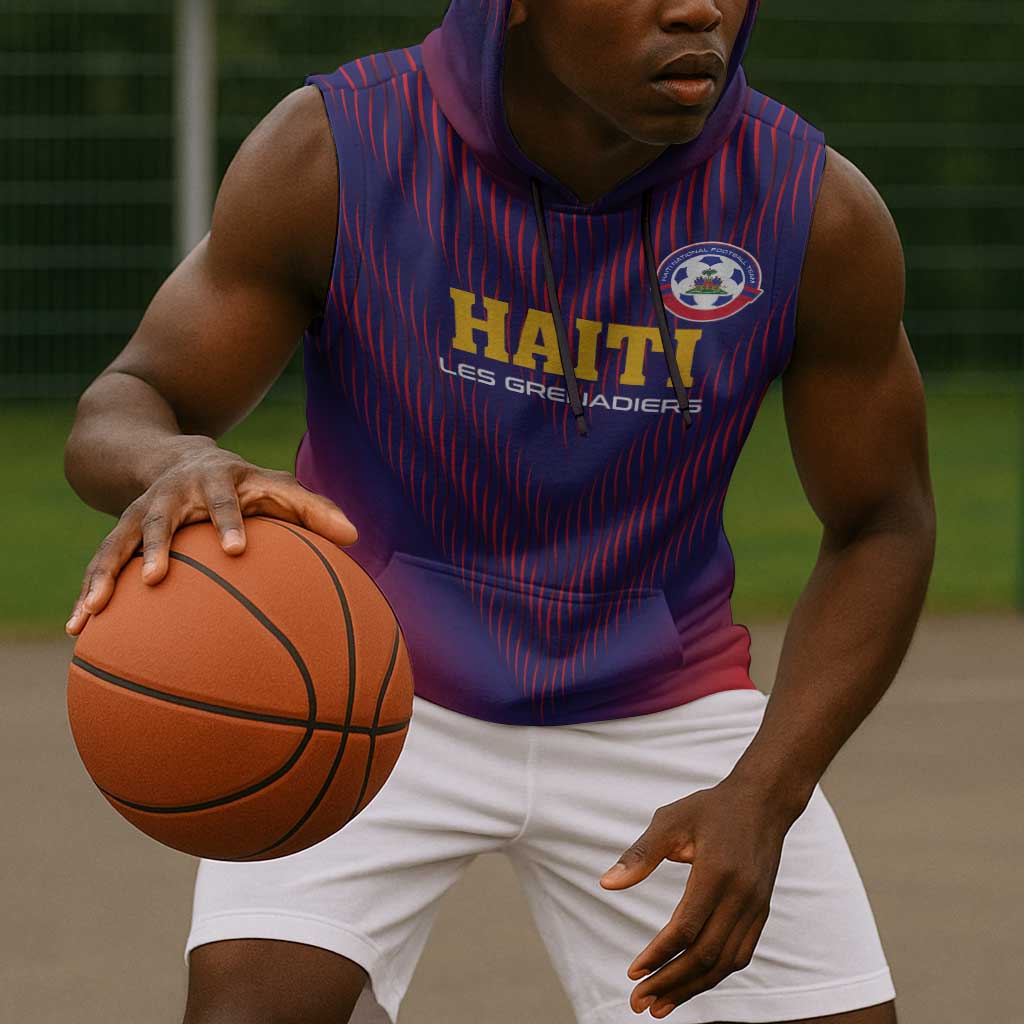 Custom Afro Haiti Football Sleeveless Hoodie Come On Les Grenadiers - African Pride