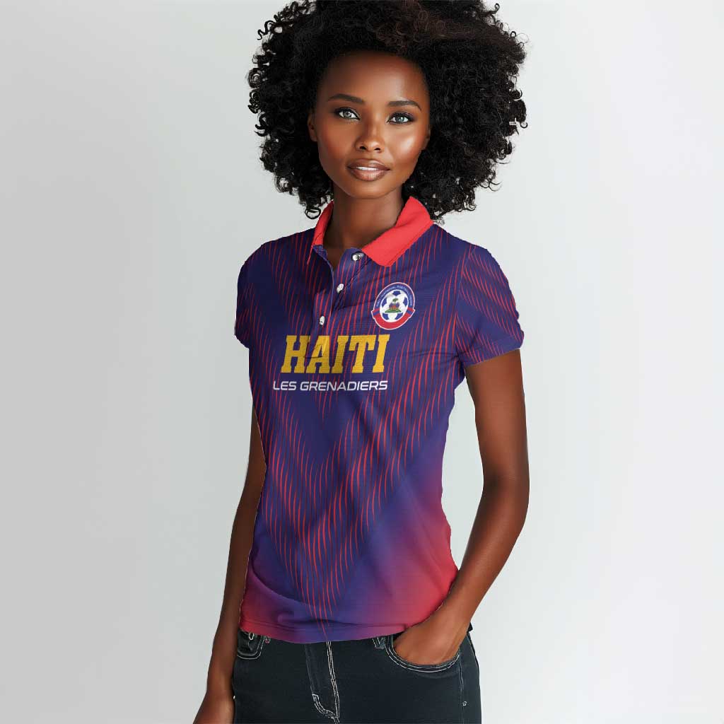 Custom Afro Haiti Football Women Polo Shirt Come On Les Grenadiers