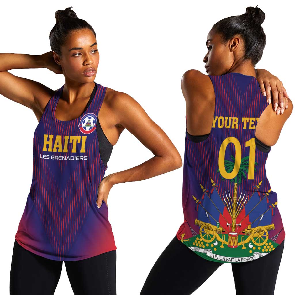 Custom Afro Haiti Football Women Racerback Tank Come On Les Grenadiers