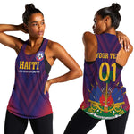 Custom Afro Haiti Football Women Racerback Tank Come On Les Grenadiers