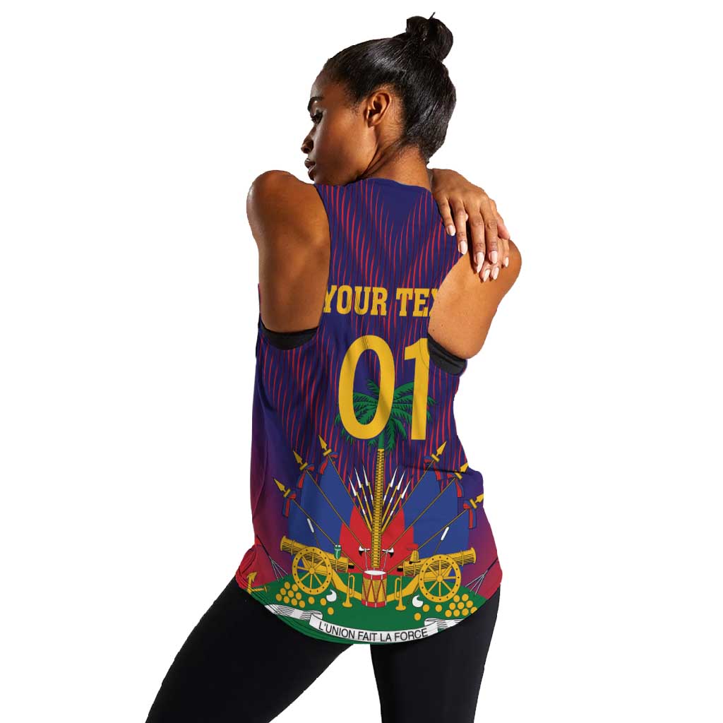 Custom Afro Haiti Football Women Racerback Tank Come On Les Grenadiers