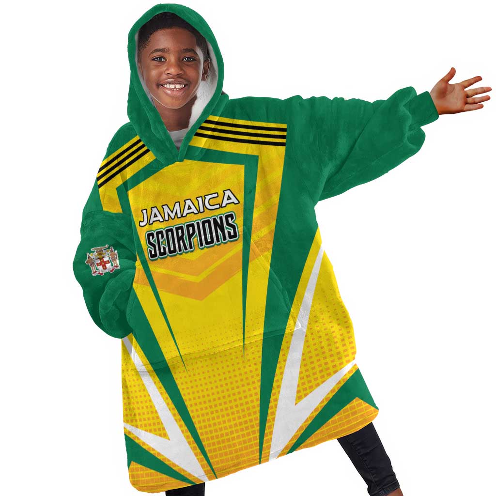 Custom Cricket Jamaica Kid Wearable Blanket Hoodie Scorpions We Made Legends