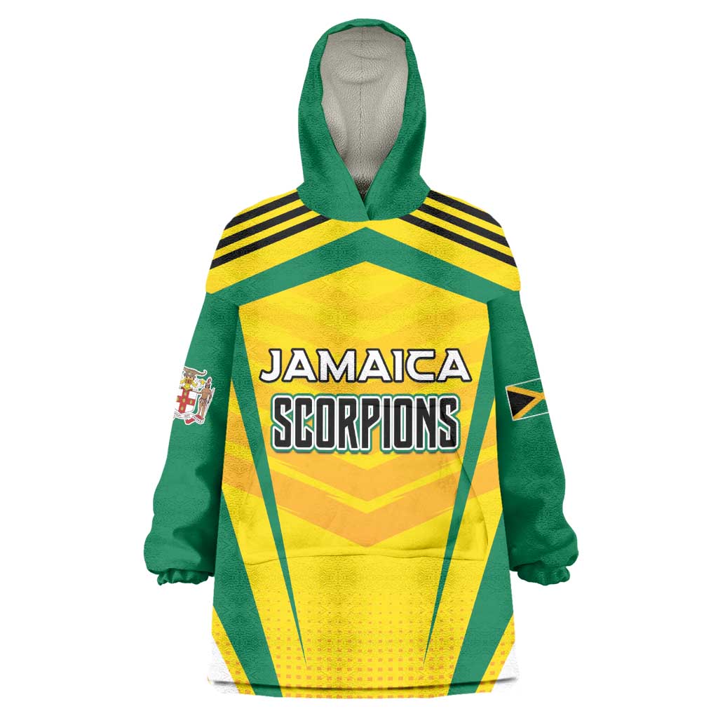 Custom Cricket Jamaica Kid Wearable Blanket Hoodie Scorpions We Made Legends