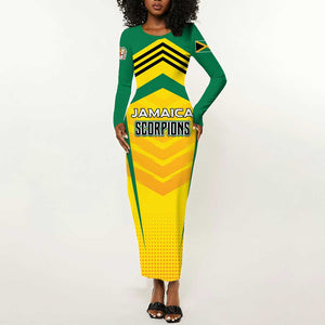 Custom Cricket Jamaica Long Sleeve Bodycon Dress Scorpions We Made Legends