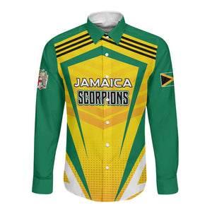 Custom Cricket Jamaica Long Sleeve Button Shirt Scorpions We Made Legends