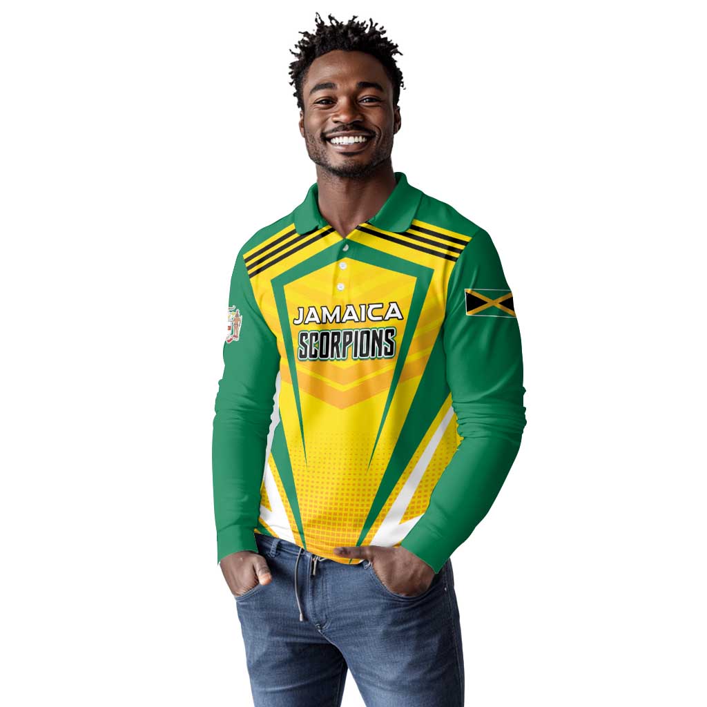 Custom Cricket Jamaica Long Sleeve Polo Shirt Scorpions We Made Legends