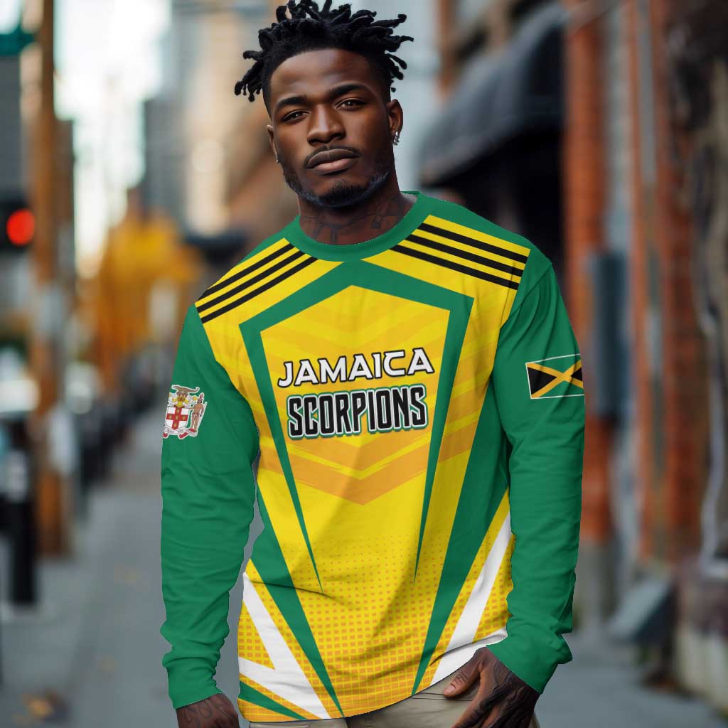 Custom Cricket Jamaica Long Sleeve Shirt Scorpions We Made Legends