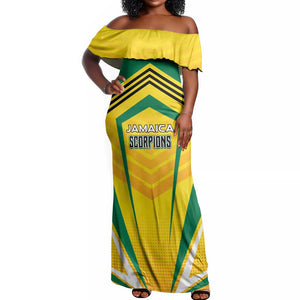 Custom Cricket Jamaica Off Shoulder Maxi Dress Scorpions We Made Legends