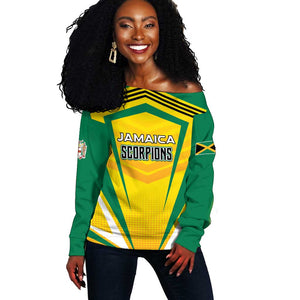Custom Cricket Jamaica Off Shoulder Sweater Scorpions We Made Legends